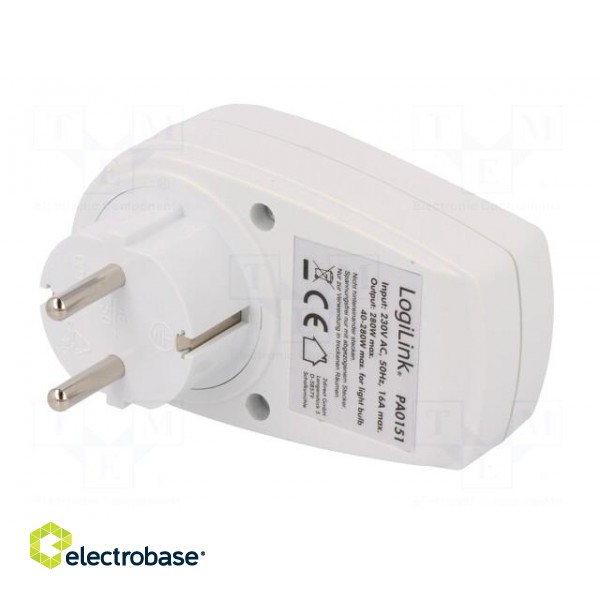 Plug socket strip: supply | 16A | white | 230VAC | Sockets: 1 фото 6