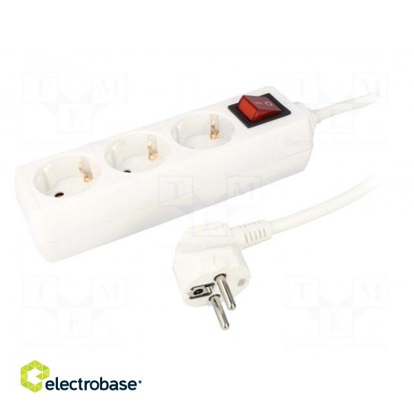 Plug socket strip: protective | Sockets: 3 | 230VAC | 16A | 1.4m | IP20