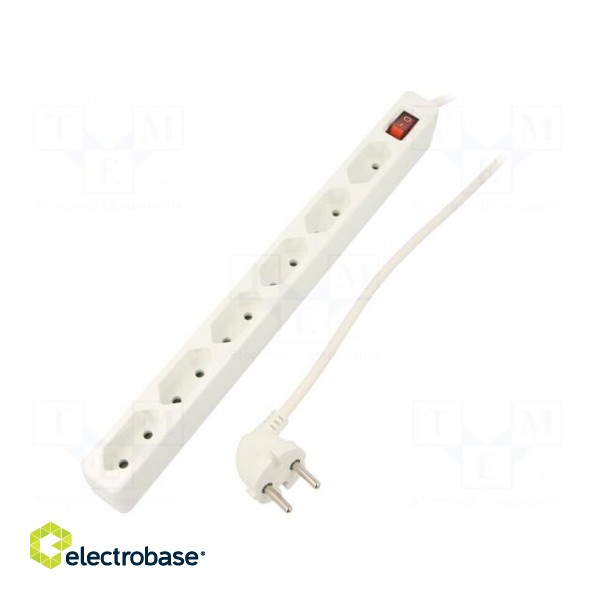 Plug socket strip: protective | Sockets: 6 | 250VAC | 15A | 1.5m | IP20