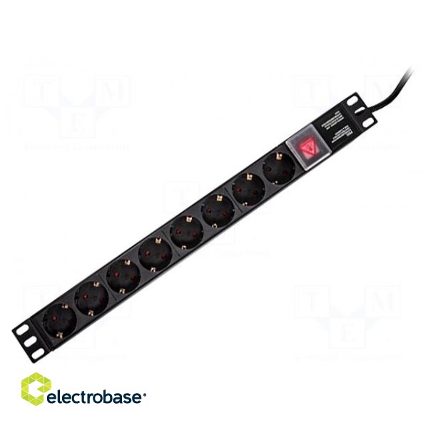 Plug socket strip: protective | Sockets: 8 | 230VAC | 16A | 2m | IP20