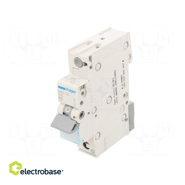 Circuit breaker | 230/400VAC | Inom: 16A | Poles: 1 | Charact: B | 6kA image 1