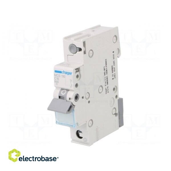 Circuit breaker | 230/400VAC | Inom: 16A | Poles: 1 | Charact: C | 6kA image 1