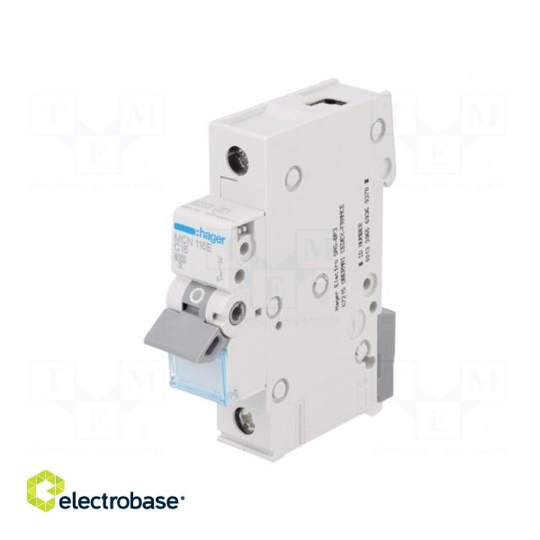 Circuit breaker | 230VAC | Inom: 16A | Poles: 1 | DIN | Charact: C | 6kA image 1
