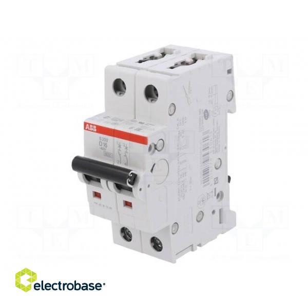 Circuit breaker | 230/400VAC | Inom: 16A | Poles: 2 | Charact: D | 6kA image 1