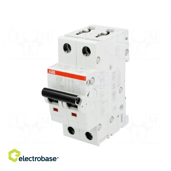 Circuit breaker | 230/400VAC | Inom: 16A | Poles: 2 | Charact: B | 6kA image 1