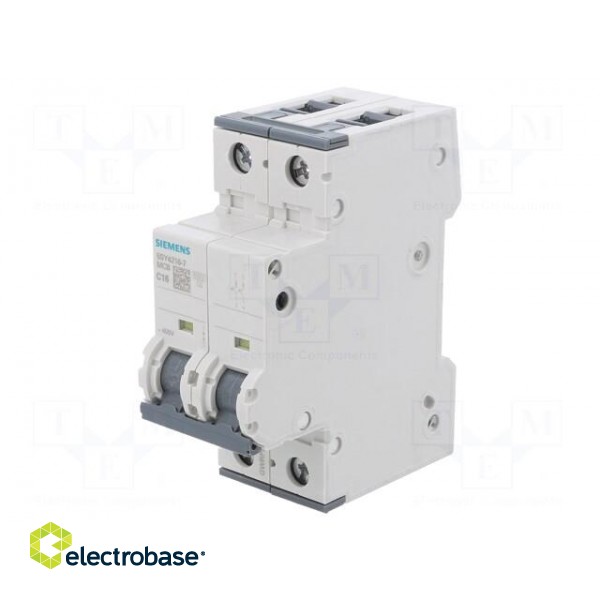 Circuit breaker | 230/400VAC | Inom: 16A | Poles: 2 | Charact: C | 10kA image 1