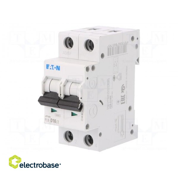 Circuit breaker | 230/400VAC | Inom: 16A | Poles: 2 | DIN | Charact: D image 1