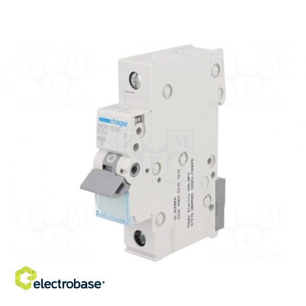 Circuit breaker | 230VAC | Inom: 20A | Poles: 1 | DIN | Charact: B | 6kA image 1