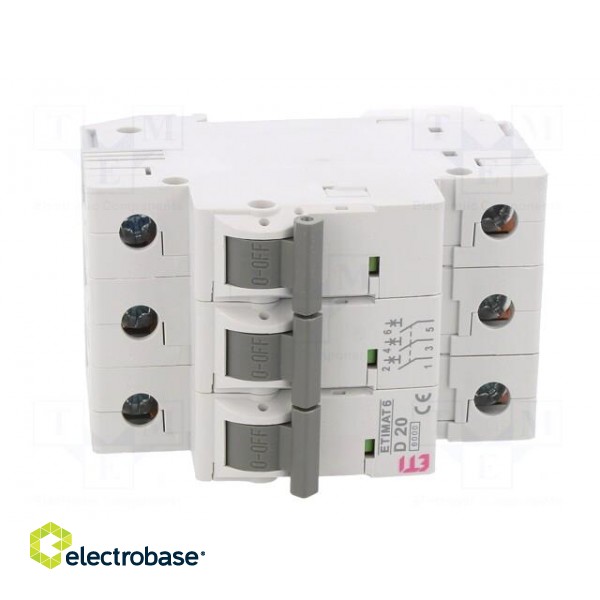 Circuit breaker | 230/400VAC | Inom: 20A | Poles: 3 | Charact: D | 6kA image 9