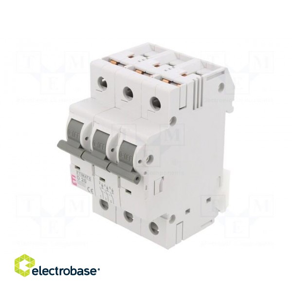 Circuit breaker | 230/400VAC | Inom: 20A | Poles: 3 | Charact: D | 6kA image 1