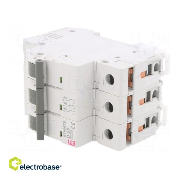 Circuit breaker | 230/400VAC | Inom: 25A | Poles: 3 | Charact: D | 6kA image 2