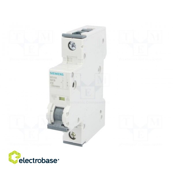 Circuit breaker | 230/400VAC | Inom: 2A | Poles: 1 | Charact: C | 10kA image 2