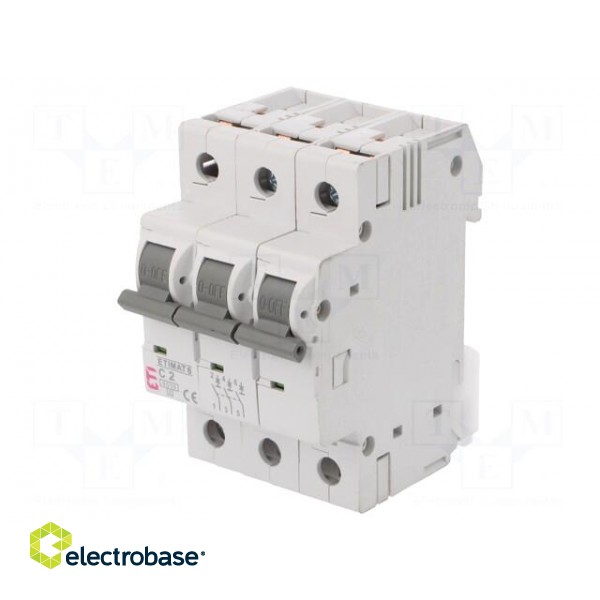 Circuit breaker | 230/400VAC | Inom: 2A | Poles: 3 | Charact: C | 6kA image 1