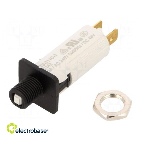 Circuit breaker | 240VAC | 48VDC | 3A | SPST | on panel,screw | 1.5kV image 1