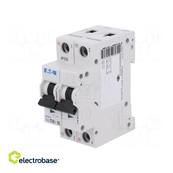 Circuit breaker | 250VDC | Inom: 10A | Poles: 2 | DIN | Charact: C | 10kA image 1