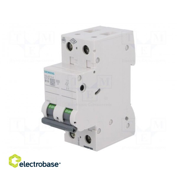 Circuit breaker | 400VAC | Inom: 10A | Poles: 2 | DIN | Charact: B | 6kA image 1