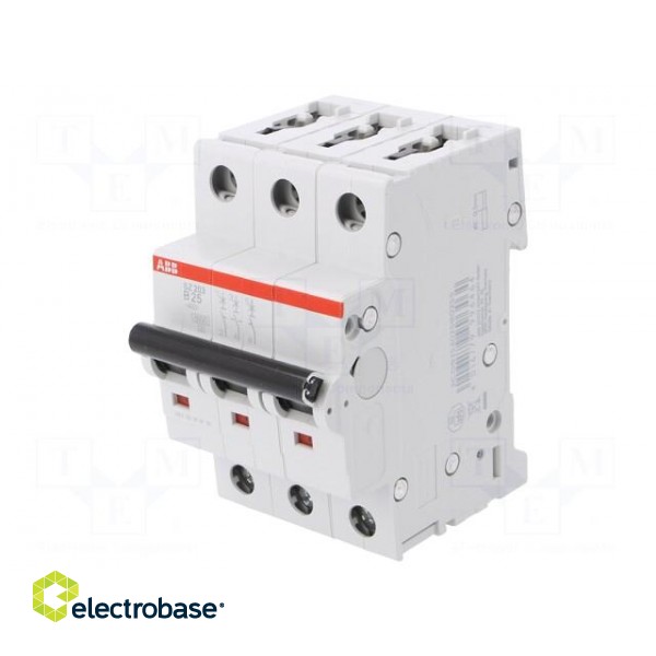 Circuit breaker | 400VAC | Inom: 25A | Poles: 3 | DIN | Charact: B | 6kA image 1
