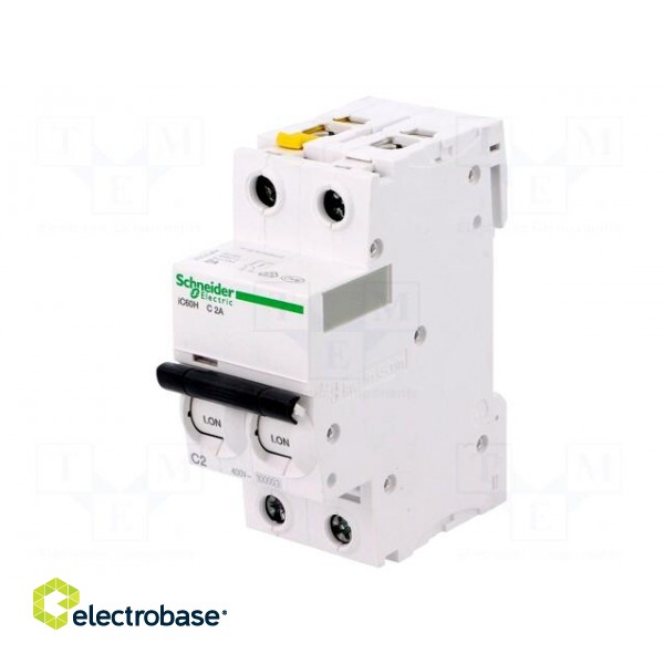 Circuit breaker | 400VAC | Inom: 2A | Poles: 2 | for DIN rail mounting image 1