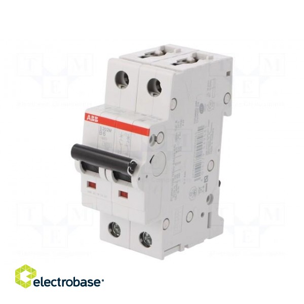 Circuit breaker | 400VAC | Inom: 6A | Poles: 2 | for DIN rail mounting image 1