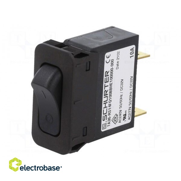 Circuit breaker | Urated: 240VAC | 32VDC | 10A | SPST | 34x14.5mm | MCB image 1
