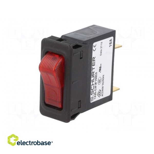 Circuit breaker | Urated: 240VAC | 32VDC | 16A | SPST | Poles: 1 | SNAP-IN image 2