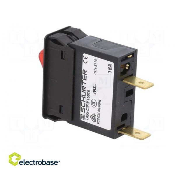 Circuit breaker | Urated: 240VAC | 32VDC | 16A | SPST | Poles: 1 | SNAP-IN image 4