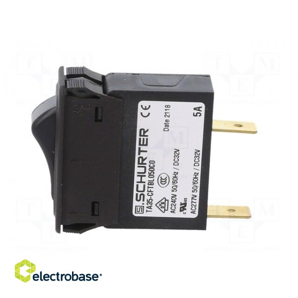 Circuit breaker | Urated: 240VAC | 32VDC | 5A | SPST | Poles: 1 | SNAP-IN image 3