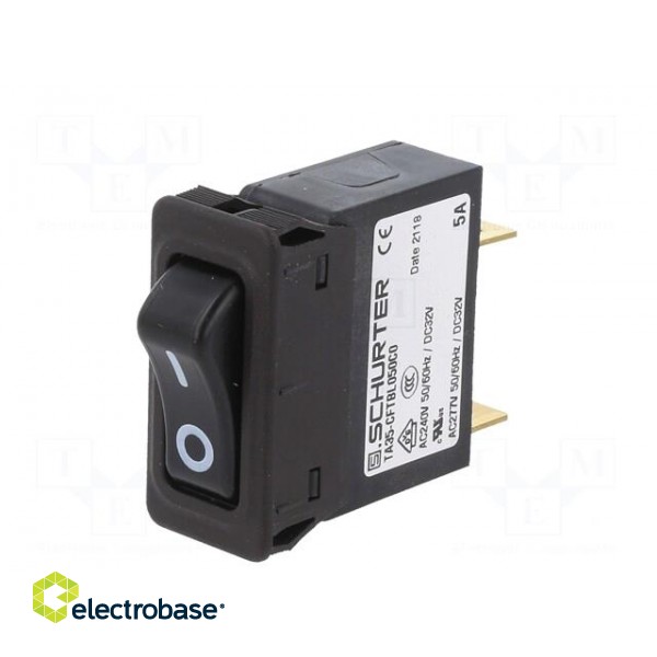 Circuit breaker | Urated: 240VAC | 32VDC | 5A | SPST | Poles: 1 | SNAP-IN image 2