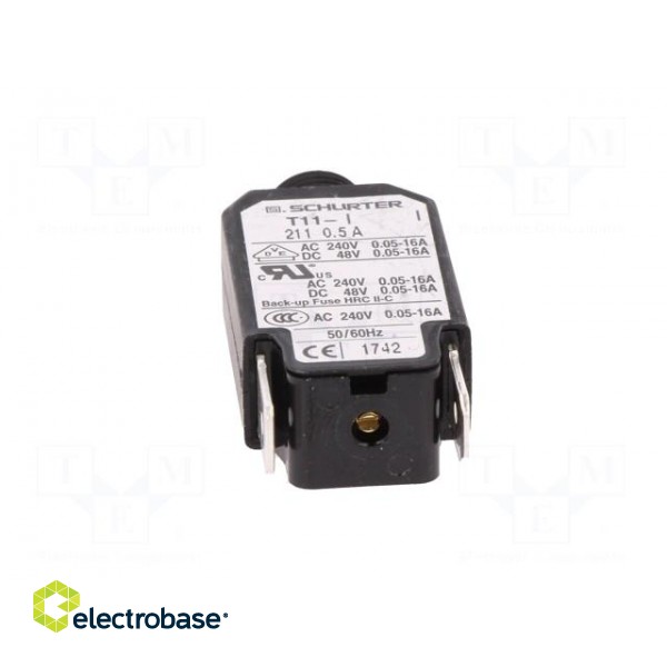 Circuit breaker | Urated: 240VAC | 48VDC | 0.5A | SPST | Poles: 1 | screw image 5