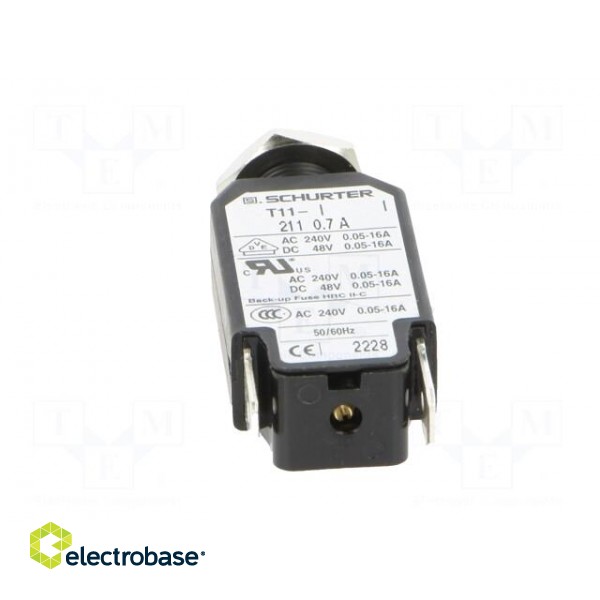 Circuit breaker | Urated: 240VAC | 48VDC | 0.7A | SPST | Poles: 1 | screw image 5