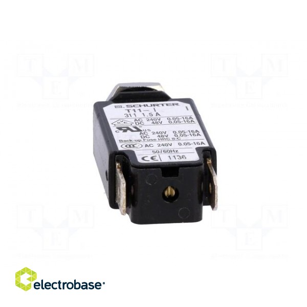 Circuit breaker | Urated: 240VAC | 48VDC | 1.5A | SPST | Poles: 1 | screw image 5