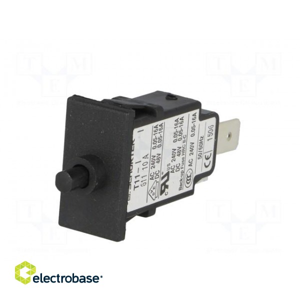 Circuit breaker | Urated: 240VAC | 48VDC | 10A | SPST | Poles: 1 | SNAP-IN image 2