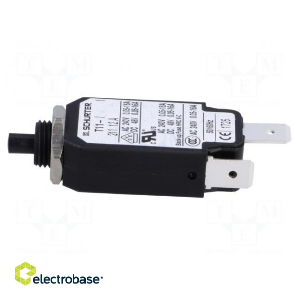 Circuit breaker | Urated: 240VAC | 48VDC | 12A | SPST | Poles: 1 | screw image 3