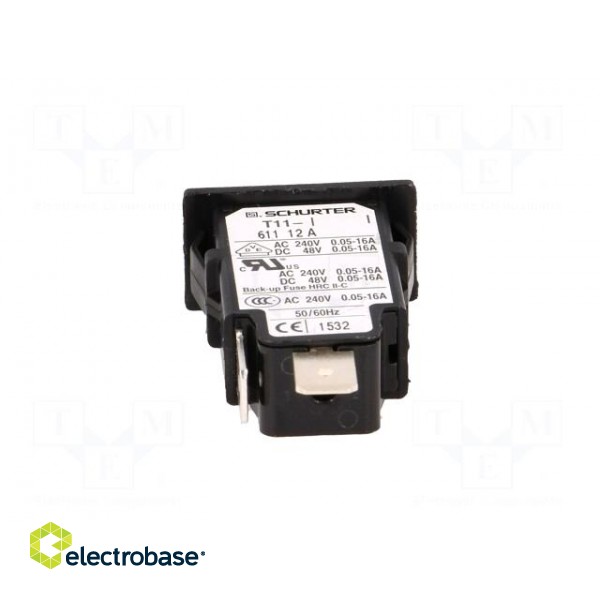 Circuit breaker | Urated: 240VAC | 48VDC | 12A | SPST | Poles: 1 | SNAP-IN image 5
