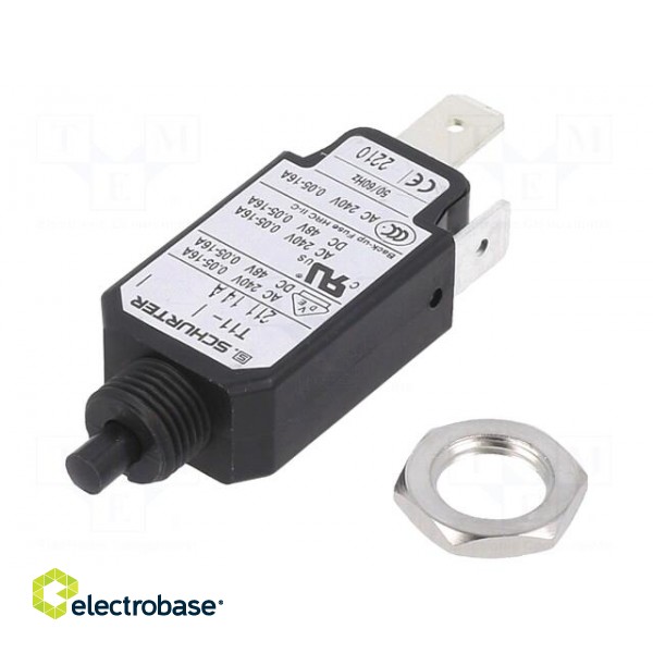 Circuit breaker | Urated: 240VAC | 48VDC | 14A | SPST | Poles: 1 | screw image 1