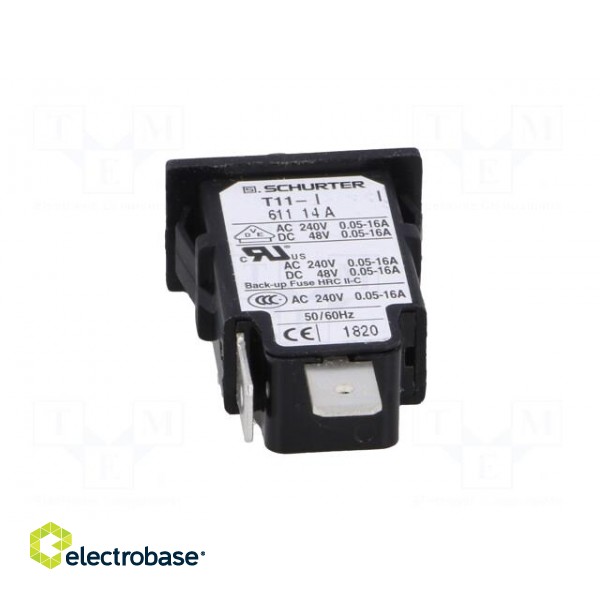 Circuit breaker | Urated: 240VAC | 48VDC | 14A | SPST | Poles: 1 | SNAP-IN image 5