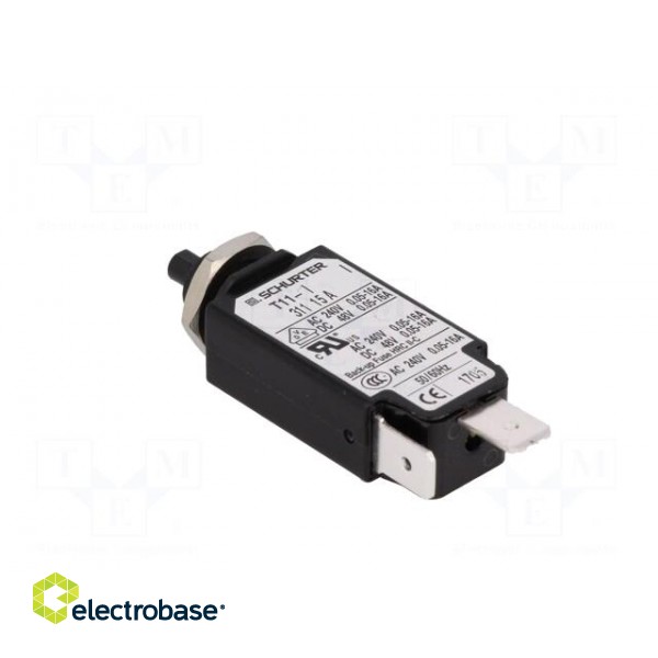 Circuit breaker | Urated: 240VAC | 48VDC | 15A | SPST | Poles: 1 | screw image 4