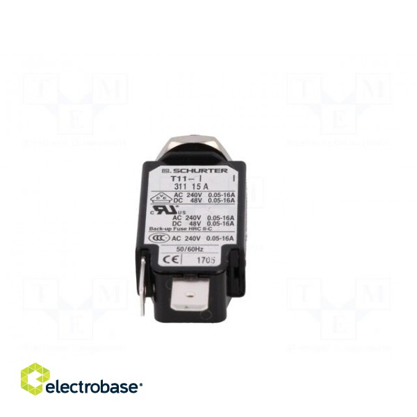 Circuit breaker | Urated: 240VAC | 48VDC | 15A | SPST | Poles: 1 | screw image 5