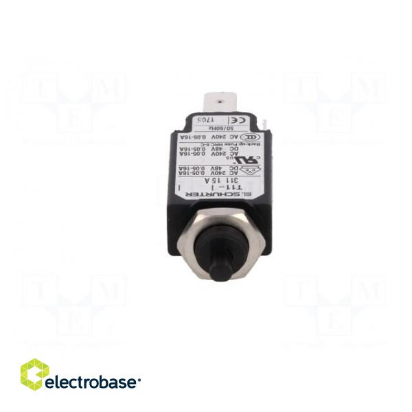 Circuit breaker | Urated: 240VAC | 48VDC | 15A | SPST | Poles: 1 | screw image 9