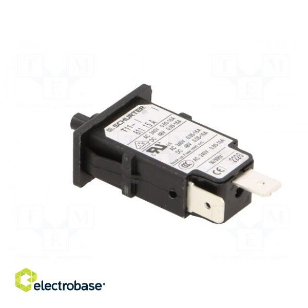 Circuit breaker | Urated: 240VAC | 48VDC | 15A | SPST | Poles: 1 | SNAP-IN image 4