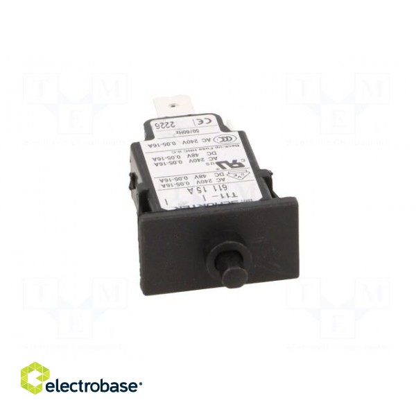Circuit breaker | Urated: 240VAC | 48VDC | 15A | SPST | Poles: 1 | SNAP-IN image 9
