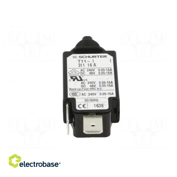 Circuit breaker | Urated: 240VAC | 48VDC | 16A | SPST | Poles: 1 | screw image 5