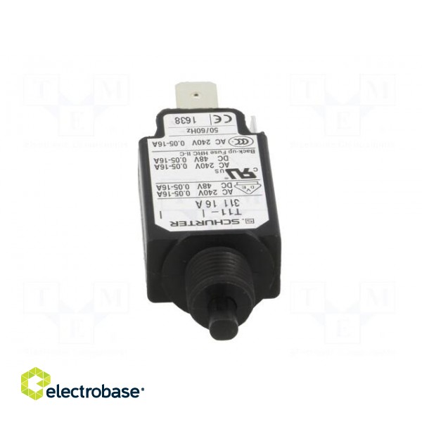 Circuit breaker | Urated: 240VAC | 48VDC | 16A | SPST | Poles: 1 | screw image 9