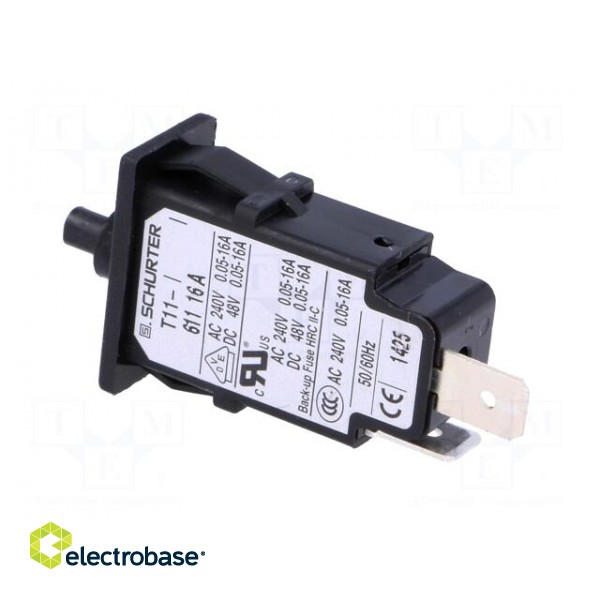 Circuit breaker | Urated: 240VAC | 48VDC | 16A | SPST | Poles: 1 | SNAP-IN image 4