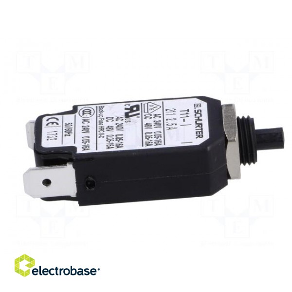 Circuit breaker | Urated: 240VAC | 48VDC | 2.5A | SPST | Poles: 1 | screw фото 7