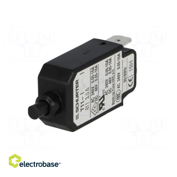 Circuit breaker | Urated: 240VAC | 48VDC | 3.5A | SPST | Poles: 1 | Ø9.6mm image 2