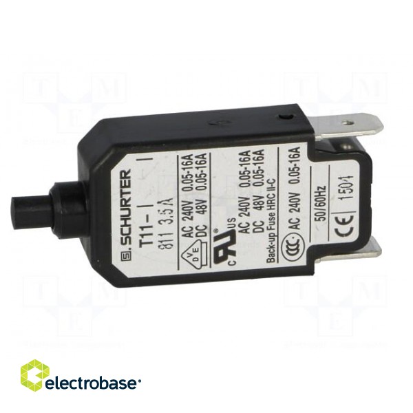 Circuit breaker | Urated: 240VAC | 48VDC | 3.5A | SPST | Poles: 1 | Ø9.6mm image 3