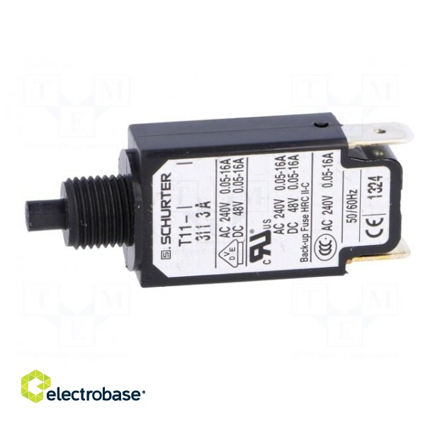 Circuit breaker | Urated: 240VAC | 48VDC | 3A | SPST | Poles: 1 | screw image 3