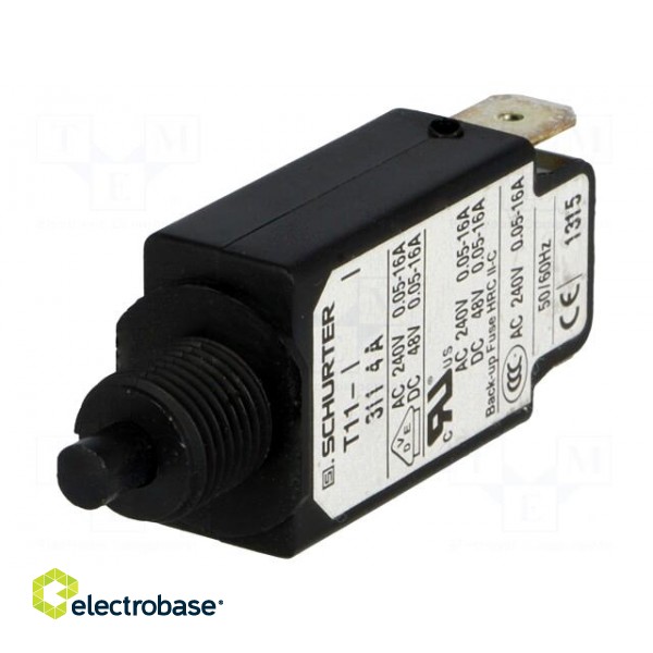 Circuit breaker | Urated: 240VAC | 48VDC | 4A | SPST | Poles: 1 | screw image 1