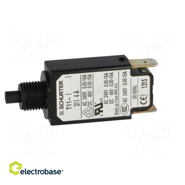 Circuit breaker | Urated: 240VAC | 48VDC | 4A | SPST | Poles: 1 | screw image 3